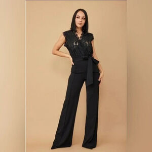 Black Crochet Top Fashion Jumpsuit